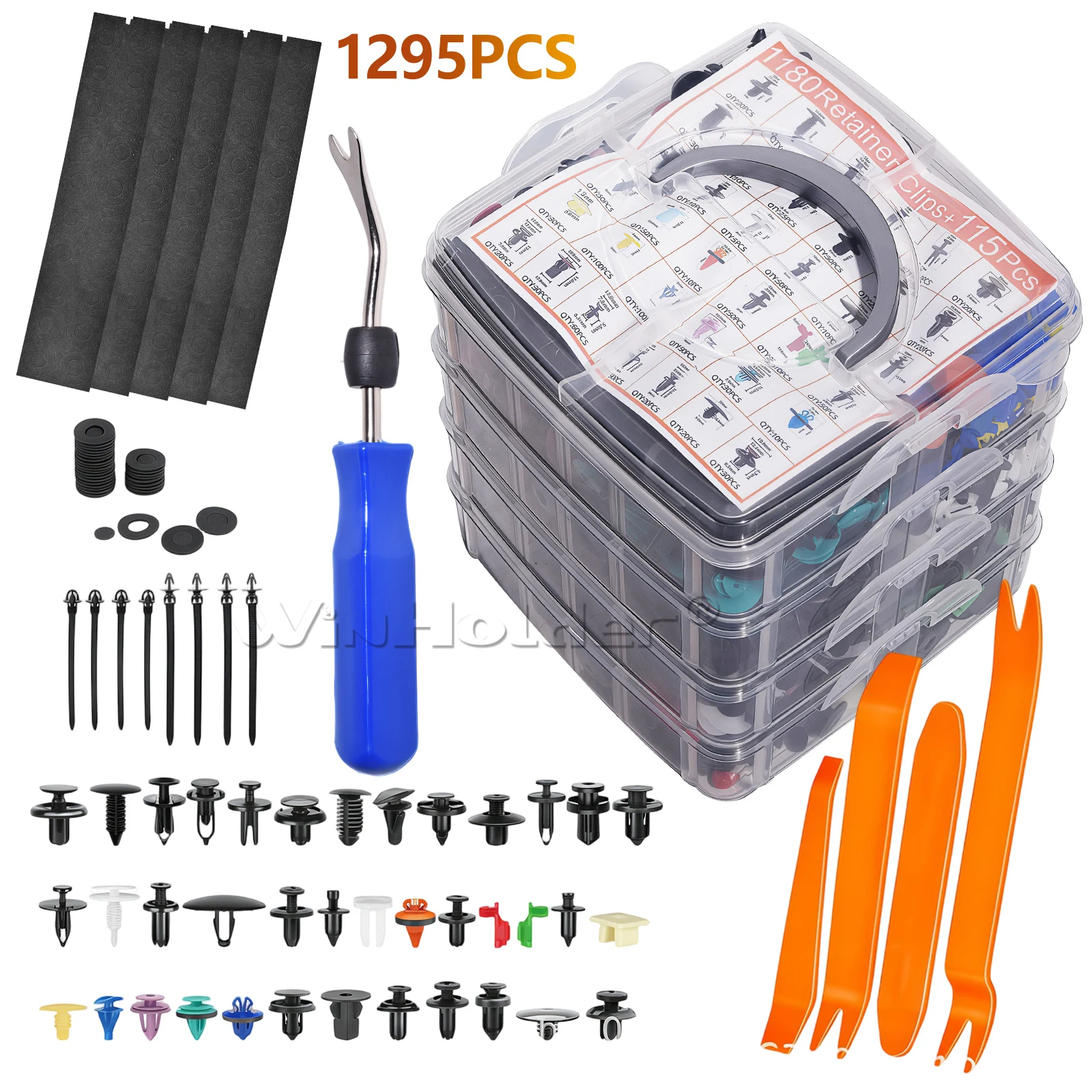 1295Pcs Car Retainer Clips and Auto Fasteners Assortment-37 Most Popular Sizes Allow You Remove Car Bumper Clips Door Panel And Upholstery Clips Quickly And Easily Without Any Damage