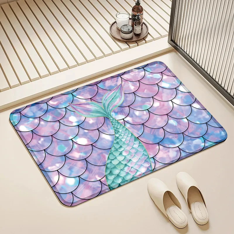

Disney Mermaid Tail Door Mat Non-Slip Soft Floor Rug for Home Bathroom Kitchen Living Room Decor
