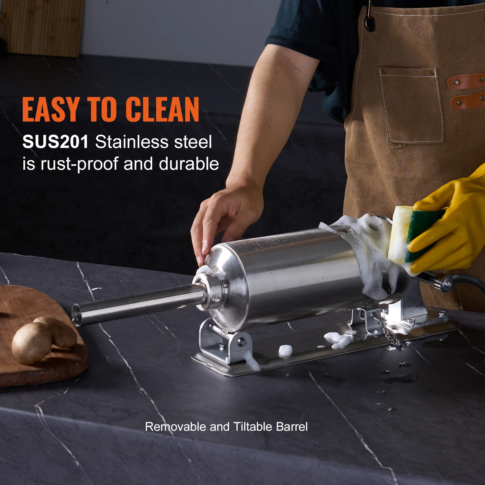 SucceBuy 2.5L حشو السجق اليدوي للطعام من الفولاذ المقاوم للصدأ و8 أنابيب حشو للمنزل والمطبخ والمطعم التجاري