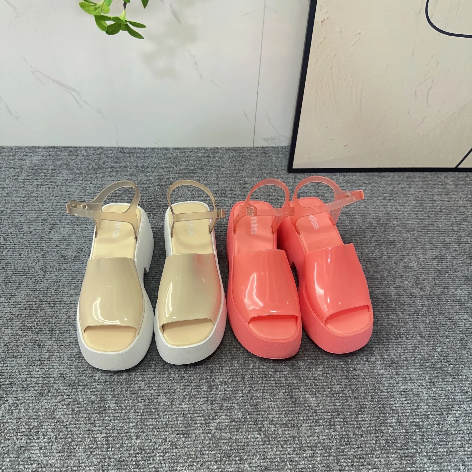 Mini Melissa Shoes 2024 New Women High Heel Sandals High-Heeled Jelly Shoes For Women Solid Sandals Female Jelly Shoes