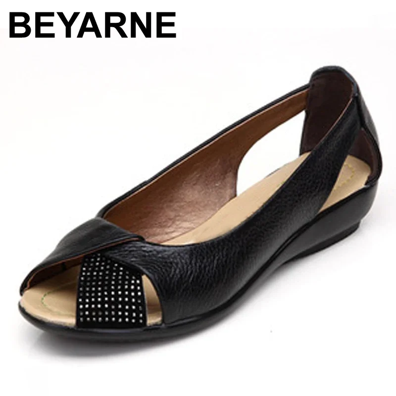 BEYARNE Plus SizeNew summer shoes women genuine leather casual wedges shoes sandals women's pumps women sandals for women