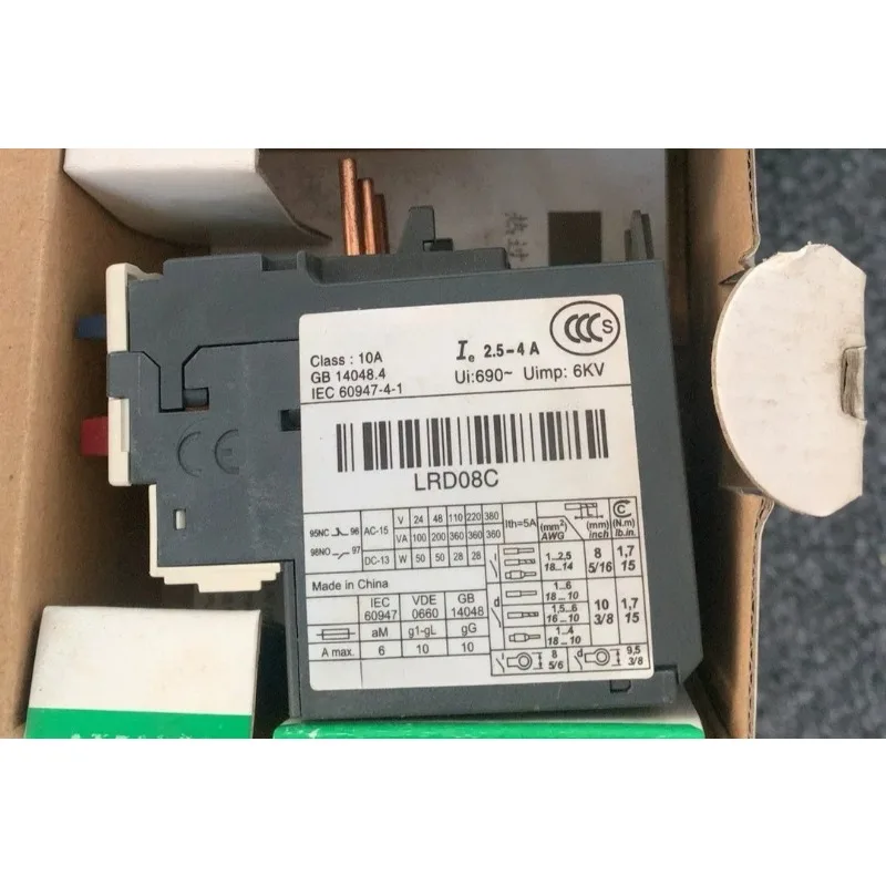 1PCS LRD08C Thermal Overload Protection Relay Adjustable Current 2.5-4A 1NO+1NC Aux Contact