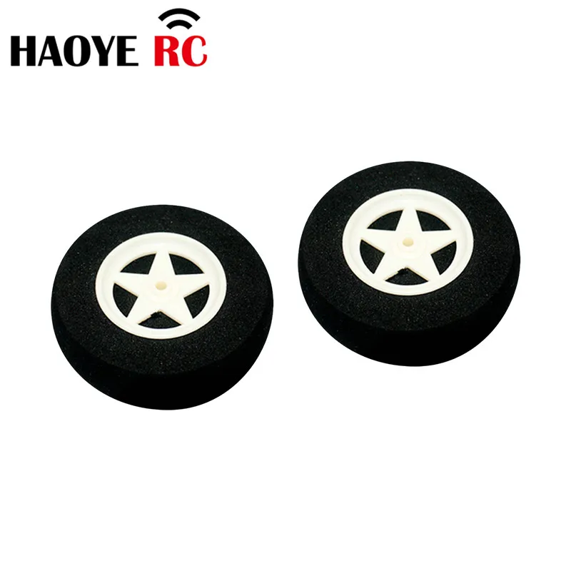 Haoye 2 Pcs/Lot 5 Spoke Wheel Hollow Sponge Tire Dia 60-75mm Landing Gear Light Foam Wheels Color White For RC Aircraft Model