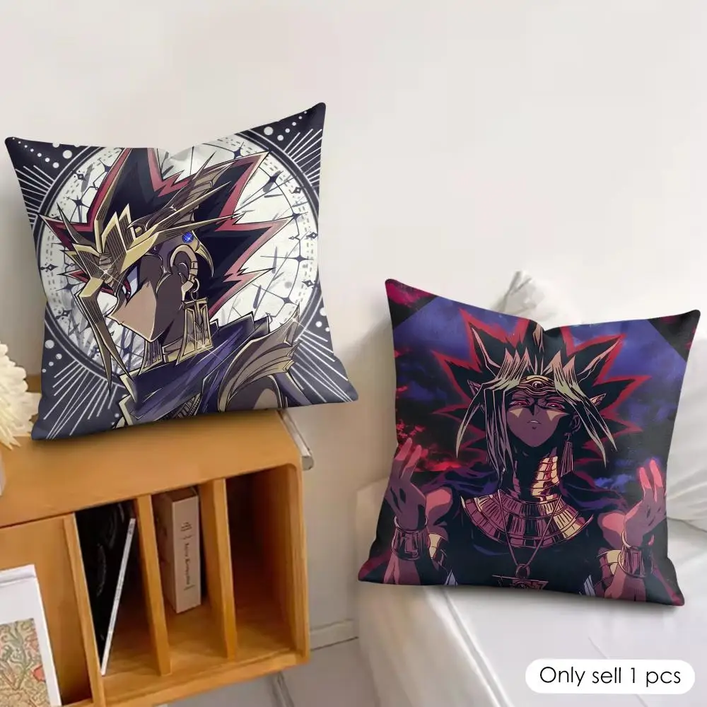 anime Yu-Gi-Oh Yami Yugi Bold Style Cushion Cover Soft Plush Fabric Double-Sided Printed Pillowcase for All Seasons Home Decor