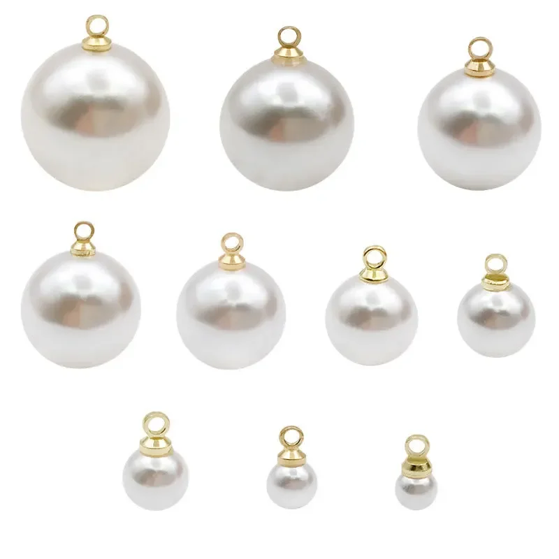 10 Sizes 2 Colors Round Imitation Pearl Charm For Jewelry Making Dangle Earrings Pendant DIY Bracelet Accessories Wholesale