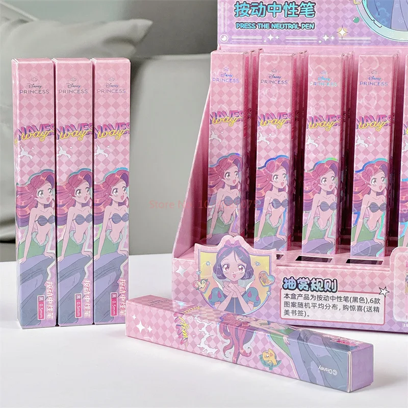 24pcs Disney Cartoon Princess Gel Pen Student Cartoon Exquisite Independent Boxed Cute Pen Stationery Wholesale