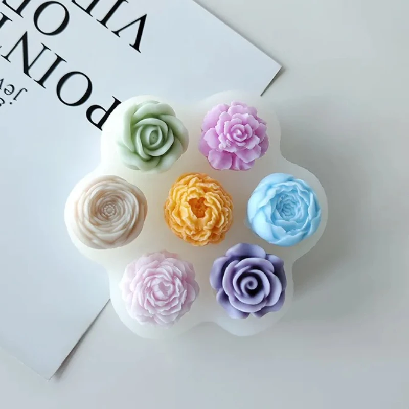 

Flower Ornament Molds Handmade DIY Flower Rose Peony Silicone Molds Aroma Candle Gypsum Decorations Handmade Soap Molds