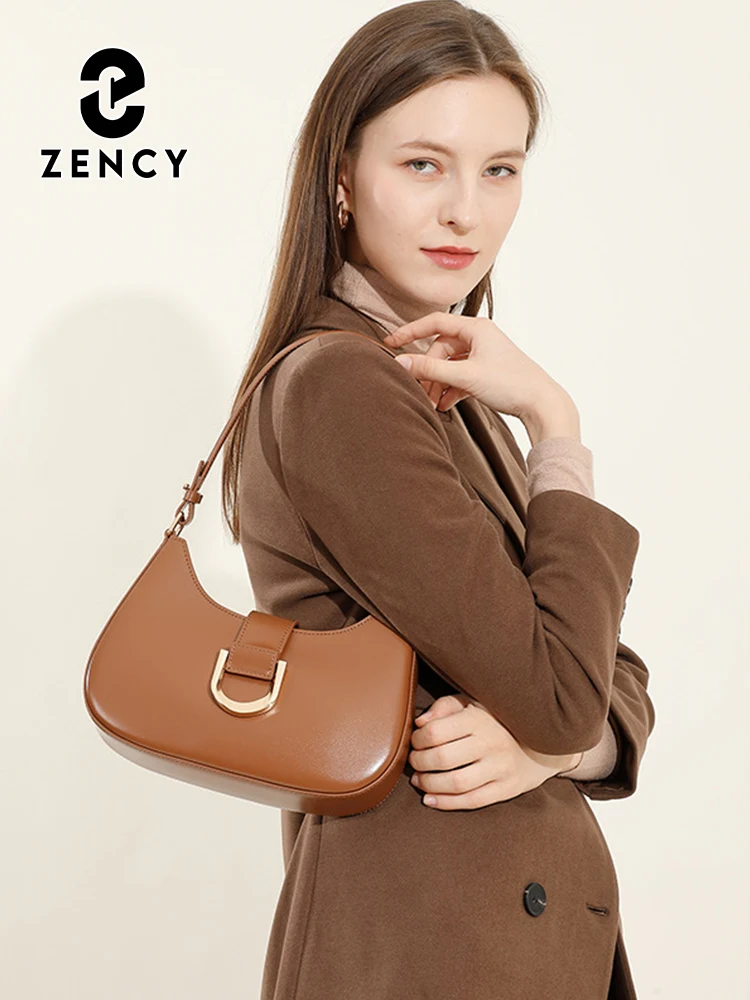 Zency Women's Brown Leather Shoulder Bag Luxury Designer Handbag Fashion Ladies Top Handle Crossbody Bag for Dating Shopper