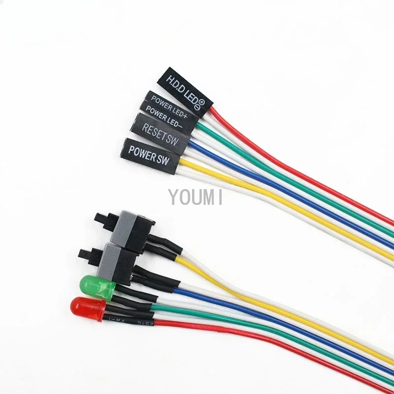 65CM Slim PC Compute Motherboard Power Cable Original on Off Reset with LED Light PC Power Reset Switch Push Button Switch