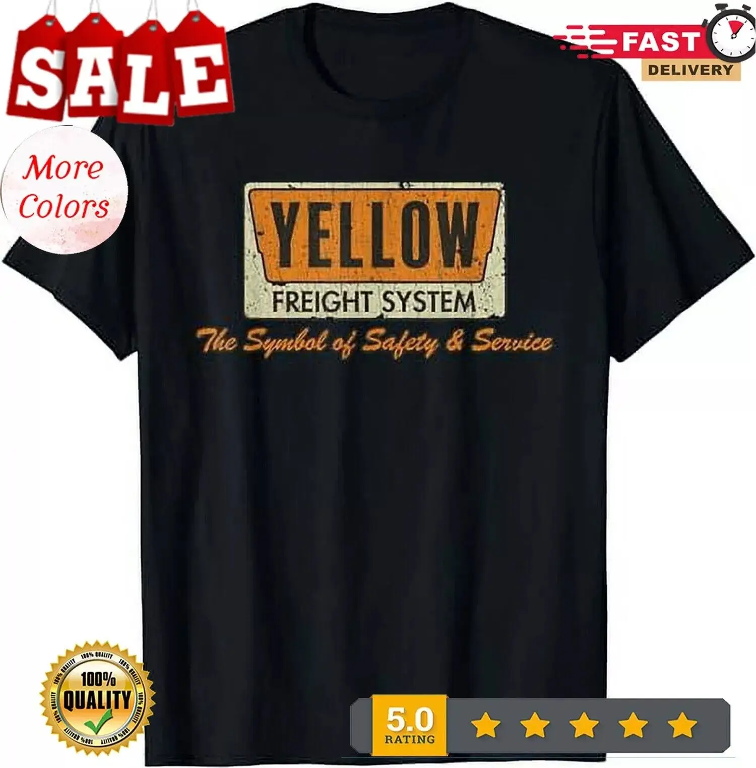 

Vintage Yellow Freight Symbol of Safety 1968 - Truck Driver T-Shirt.