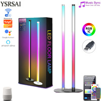 Tuya RGBIC Atmosphere Led Floor Lamp 120cm Music Sync Round Base 360 Rotation Remote Control Livingroom Decor For Alexa Google