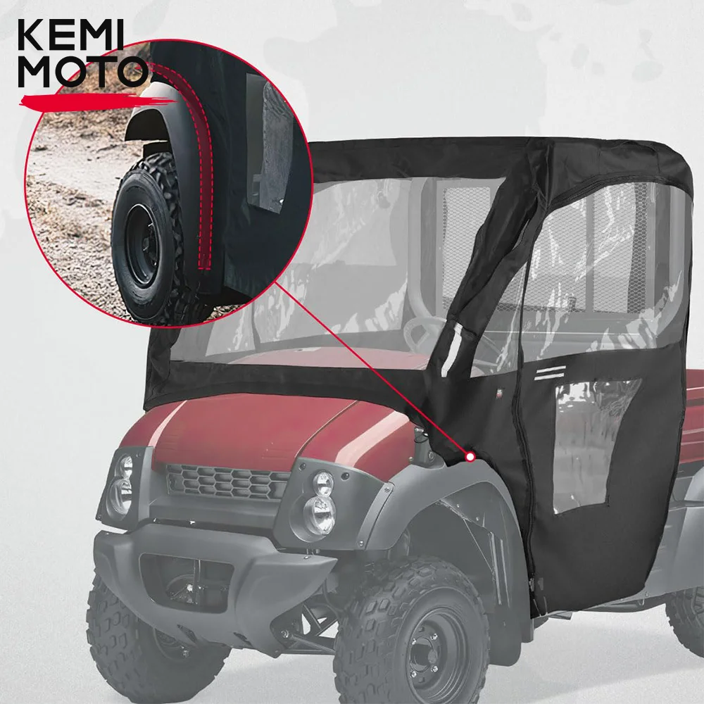 KEMIMOTO UTV Soft Cab Enclosure for Kawasaki Mule 600 610 610 4x4 610 4x4 XC Roll Up/Down Clear PVC Cab Canopy Cover Rainproof