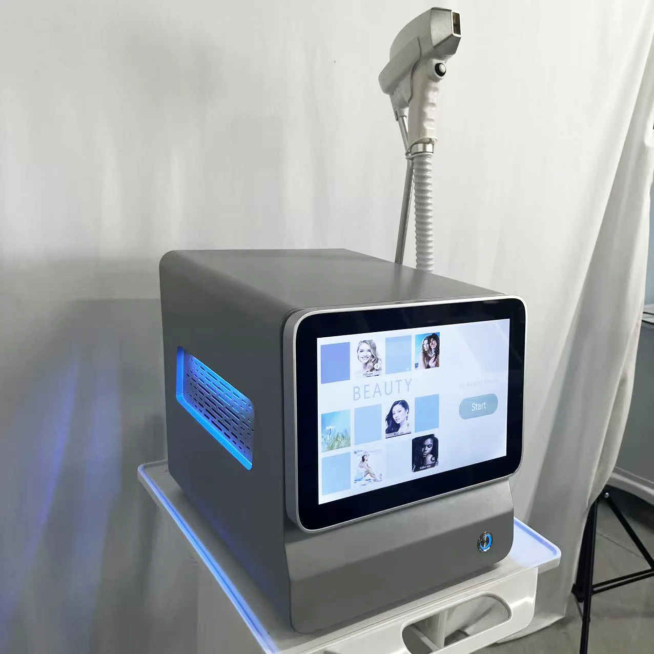 เครื่องกำจัดขนด้วยเลเซอร์ไดโอด NEW 10 Bar 808NM 4 ความยาวคลื่น ปรับแต่งได้ กำลังสูง 4000W ระบบ ICE Platinum Alexandrite กำจัดขนแบบไม่เจ็บ