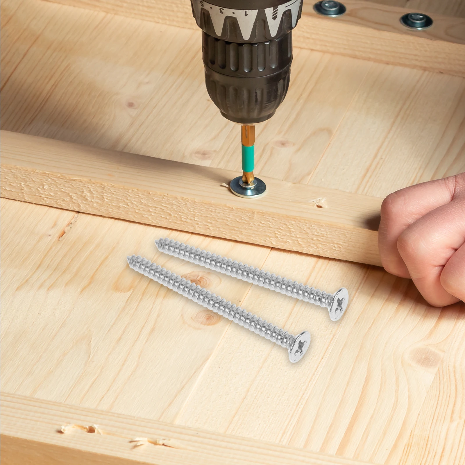 

50pcs Drilling Tapping Wall Plate 4x50 Durable Door Window Wall Plate Steel Self Tapping Screws Screws Hardware