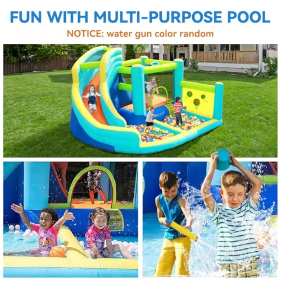 Parque inflable de tobogán acuático para casa de rebote, castillo inflable con soplador para interior y exterior, castillo de salto con tobogán, escalada Wa