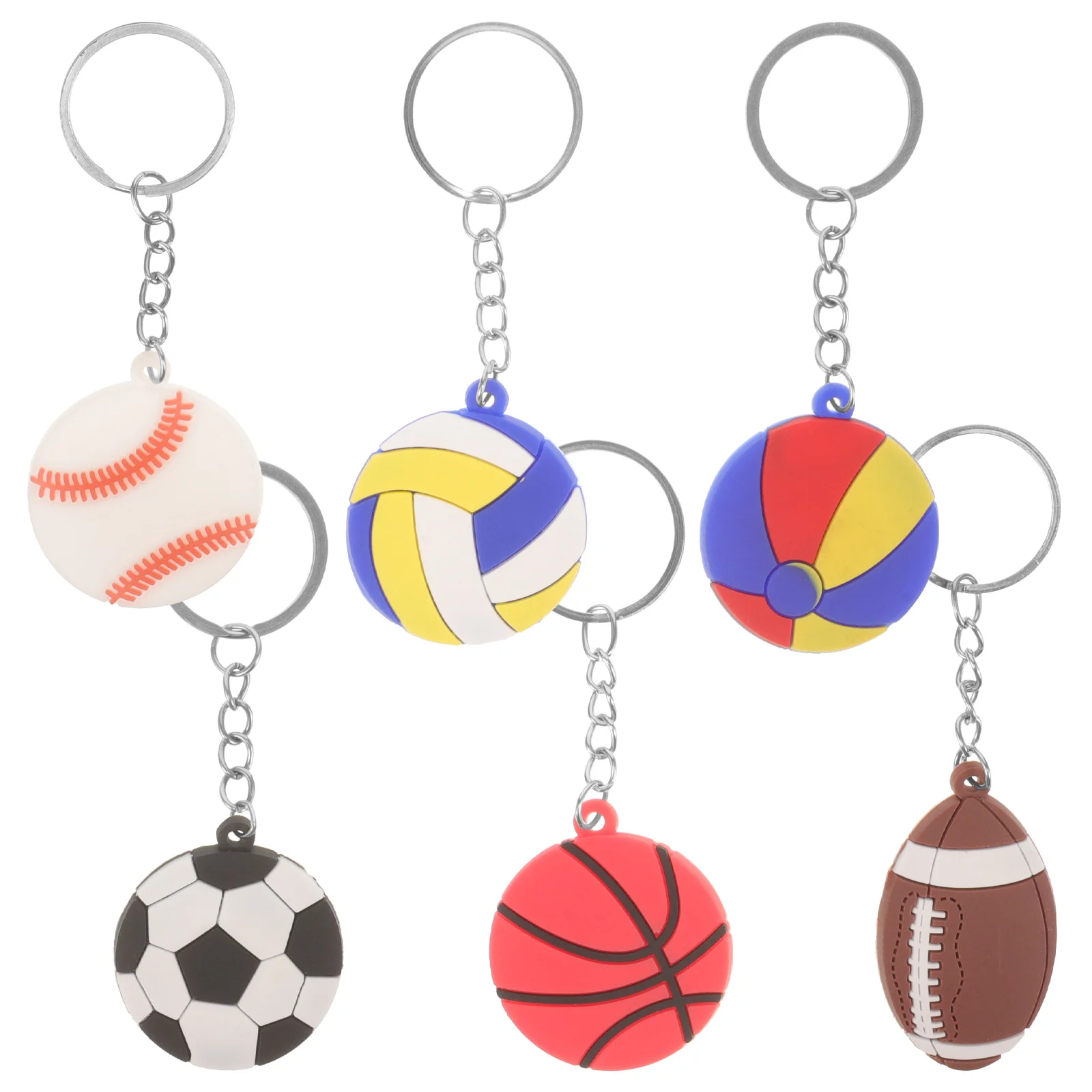 6 Pcs Football Fan Keychain Hanging Decorative Portable Sports Accessories Miniature Adorable Bag Pendant