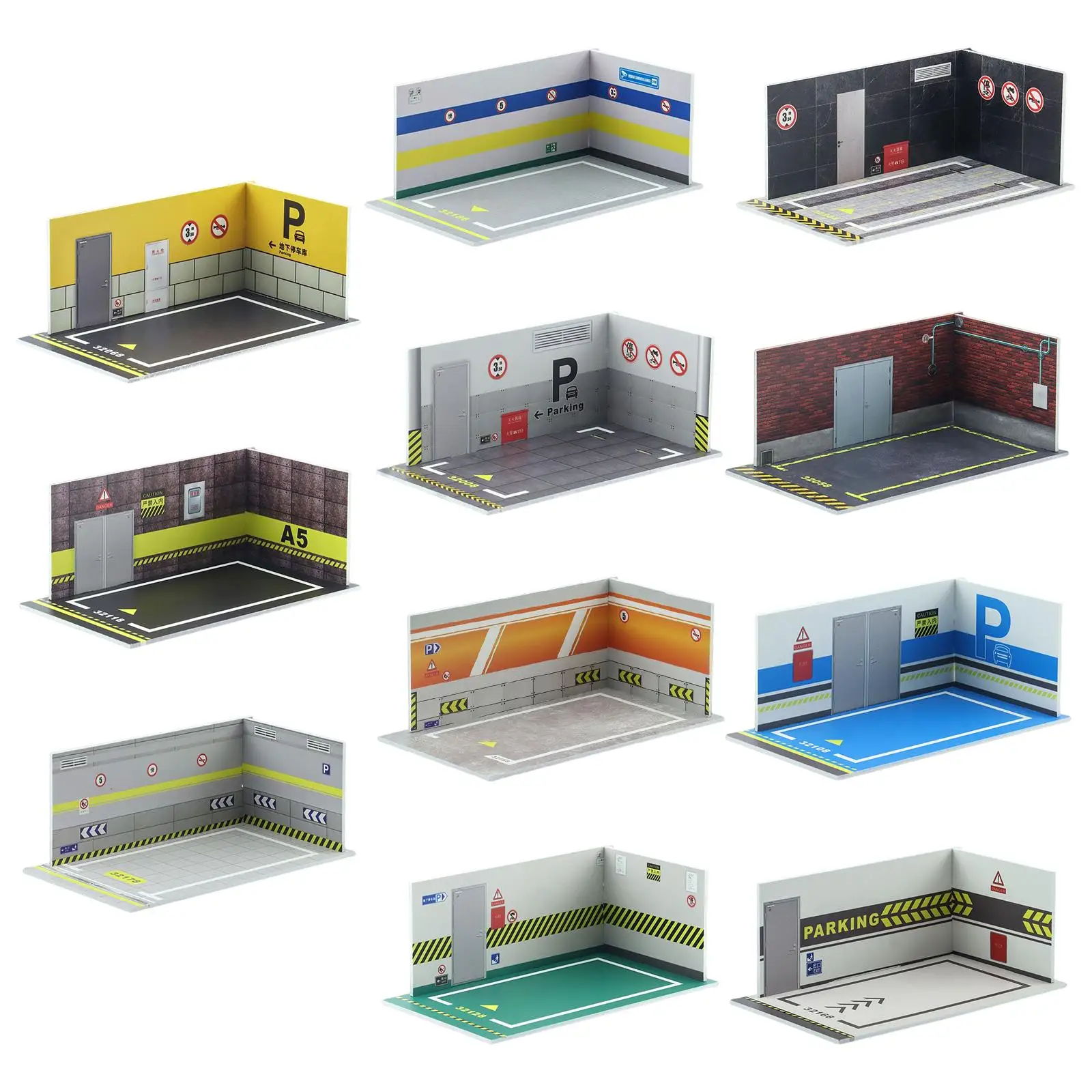 1 32 Simulation Car Parking Lot Scene Model Parking Garage Display Cabinet Collectible for Desk Decoration