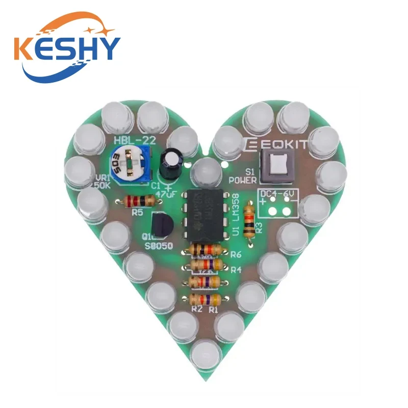 

DIY Kit Heart Shape Breathing Lamp Kit Breathing LED Suite Red White Blue Green Electronic Production for Learning Laboratory