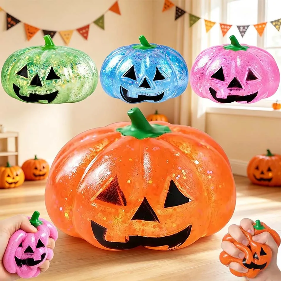 Squishy Maltose Halloween Pumpkin Stress Ball Fidget Sensory Toy for ADHD Autism Slow Rebound Squeeze Toy Adults Halloween Gift