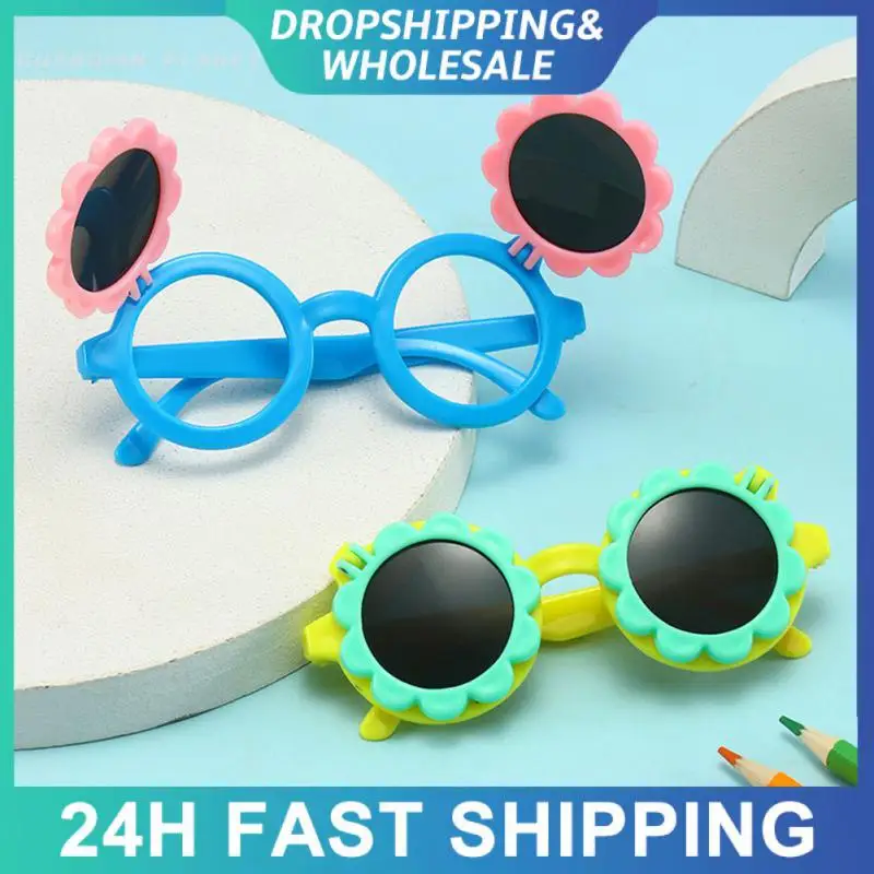 Sunflower Flip Sunglasses Cute Cartoon Children Baby Glasses Outdoor Cycling Sport Eyeglass Boys Girls Sunnies Party Decorative