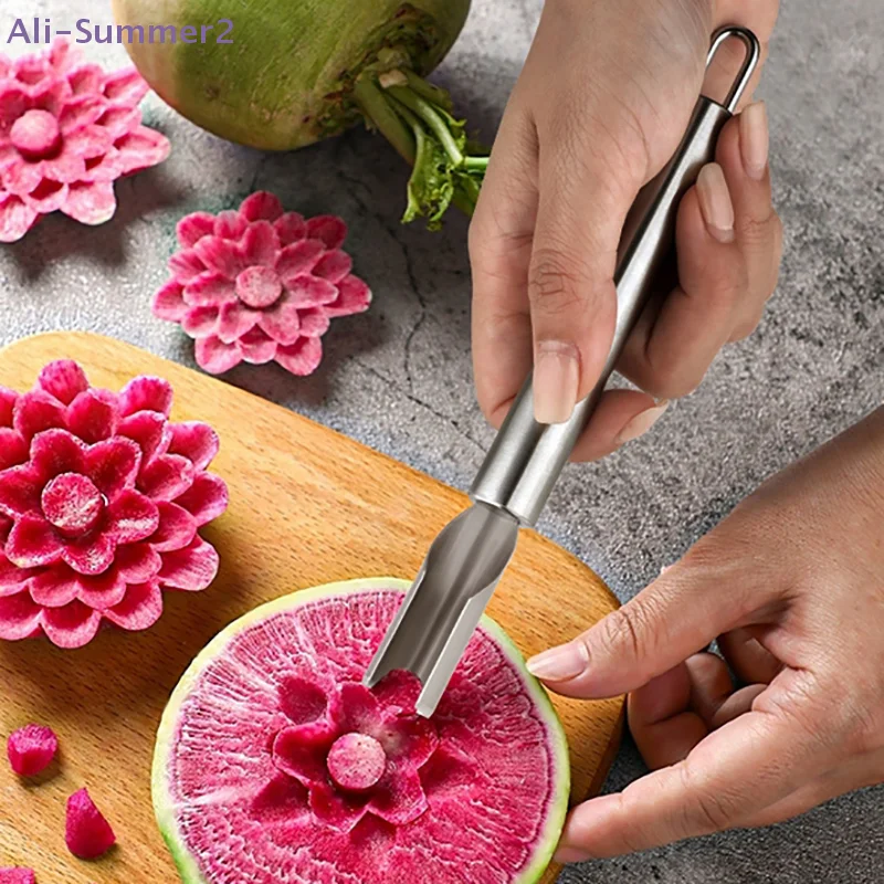 {Summer2} {Summer2} 1/3Pcs Stainless Steel Carving Knife Fruit And Vegetable Carving Knife Semicircle Water Drop Petal Shape