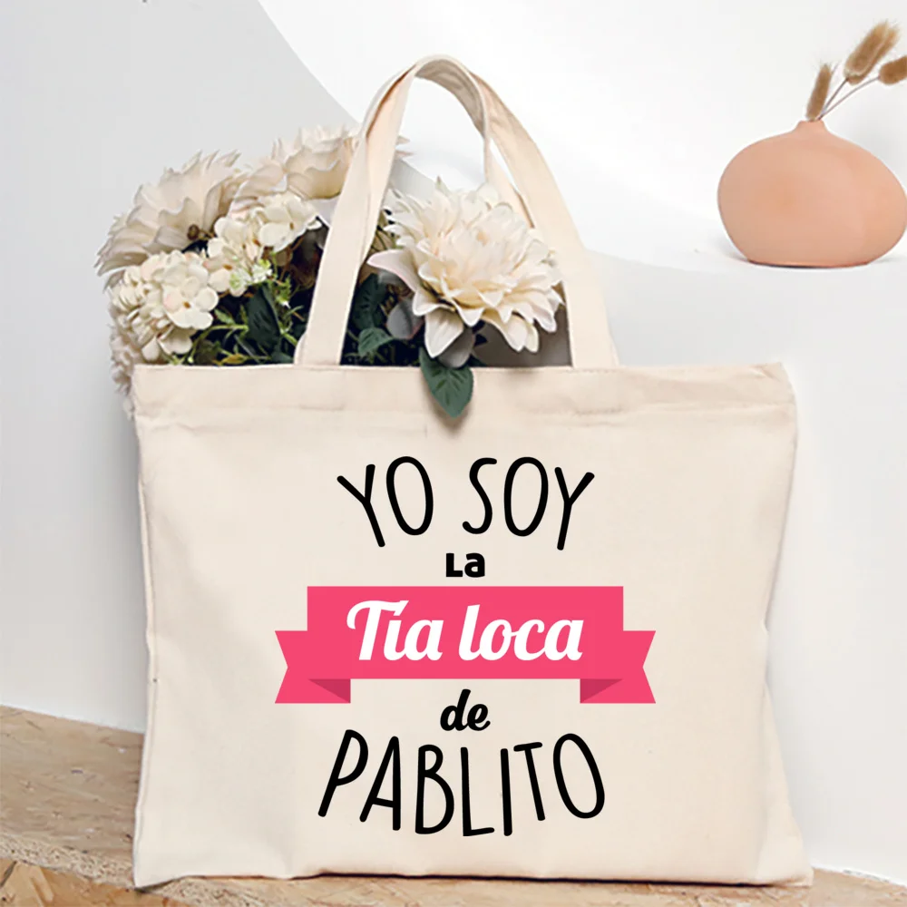 أفضل عمة في العالم الإسبانية المطبوعة حقيبة نسائية صغيرة حقيبة قماش أكياس التسوق حقيبة كتف الإناث عيد ميلاد عطلة Gifta ل Tia