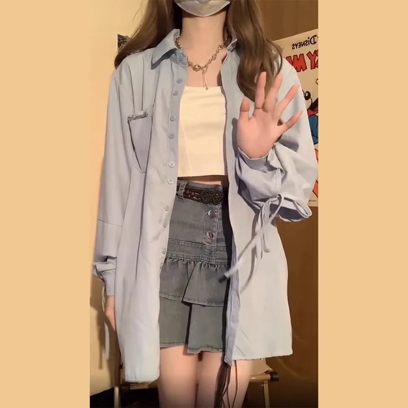 

Long Sleeve Shirts Womens Classic Cotton Vintage Blouses With Tied Waist And Flare Sleeves For Autumn Casual Feminine Streetwear