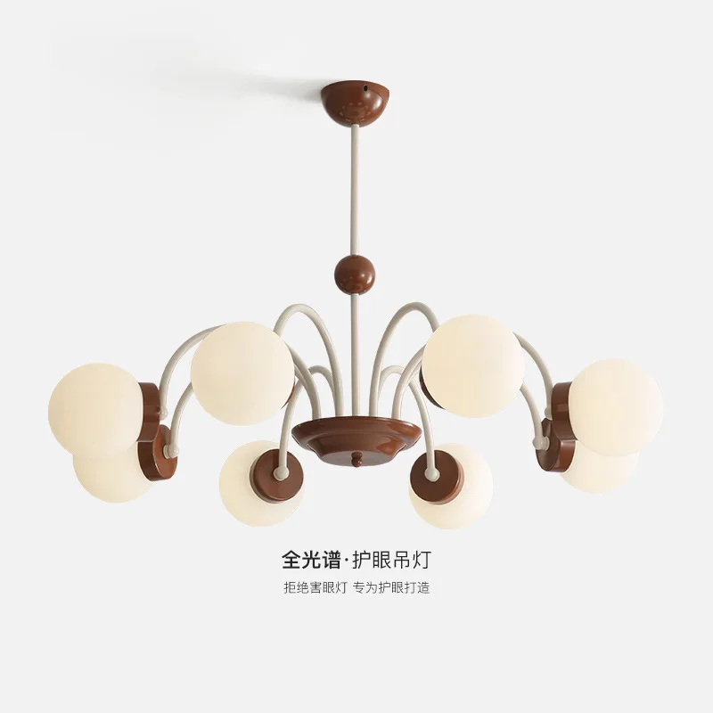 

French pastoral living room magic bean chandelier main light Internet celebrity cream wind bedroom dining room light Nordic medi