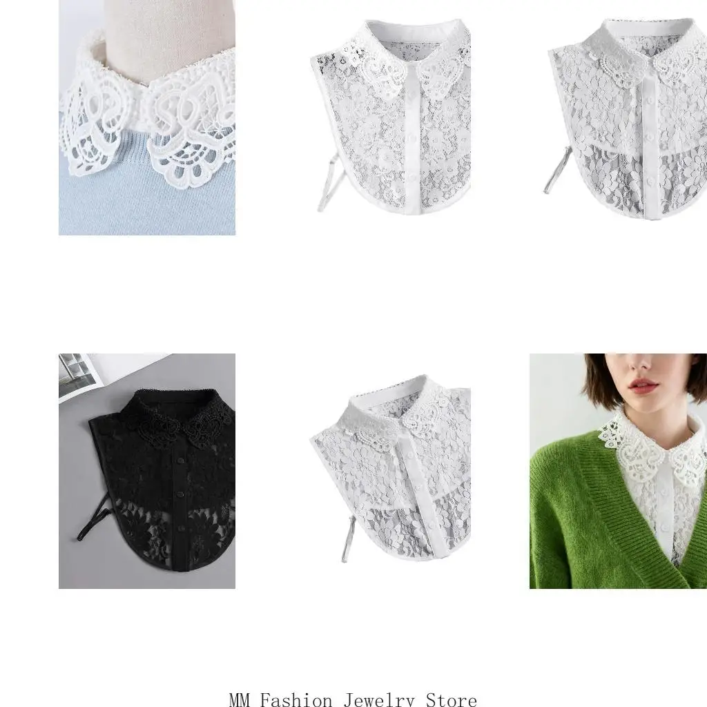 

Detachable Collar Lace Trimmed False Collar For Winter And Autumn Outfits D0UB