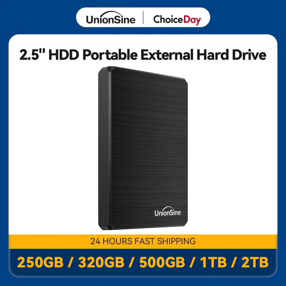 UnionSine 2.5' Portable External Hard Drive USB3.0 Storage 250GB/320GB/500GB/1TB/2TB Compatible with PC Mac Desktop MacBook