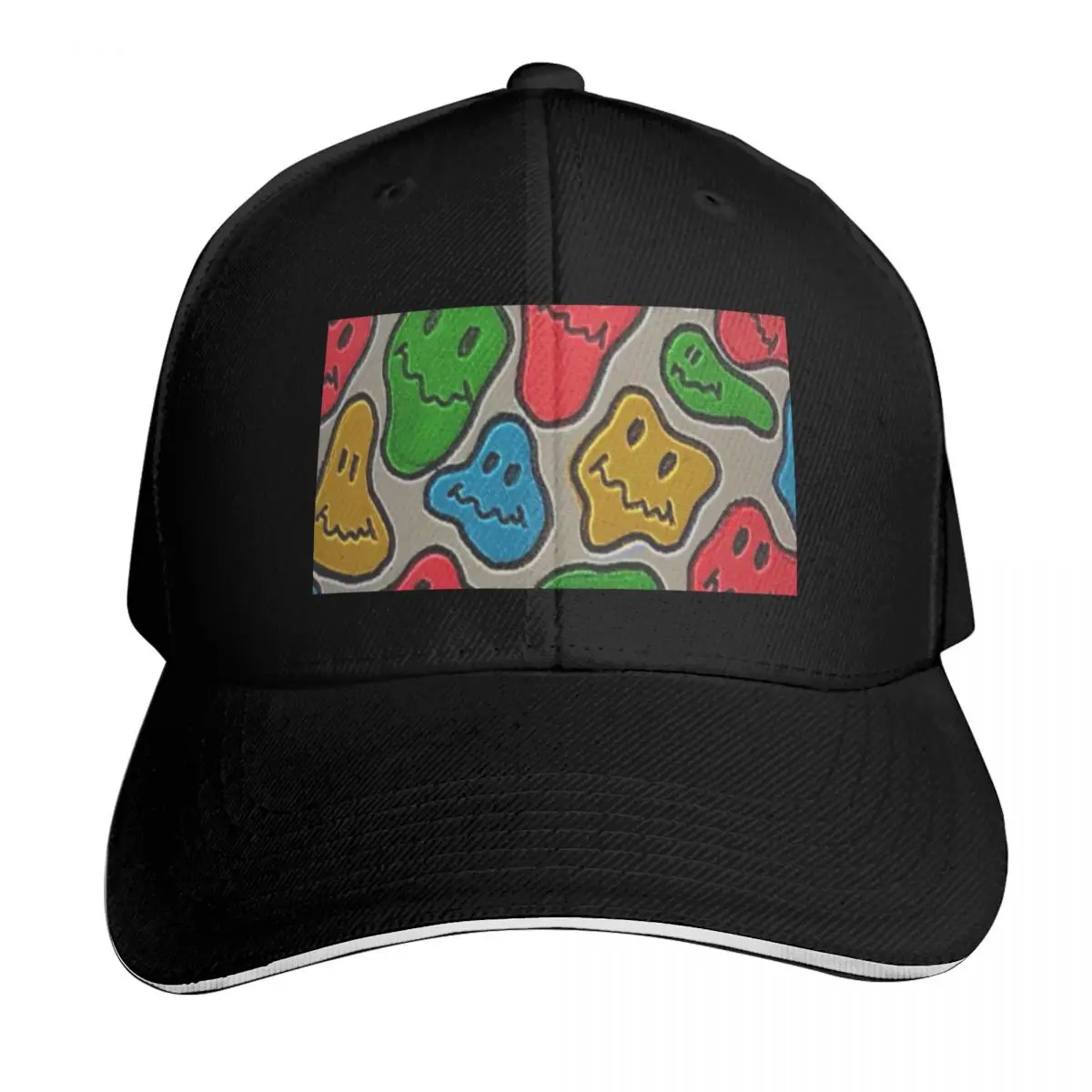 SMILE MELTED PATTERN Baseball Cap Sun Protection UPF 50+ Breathable Mesh Back Adjustable Buckle Closure