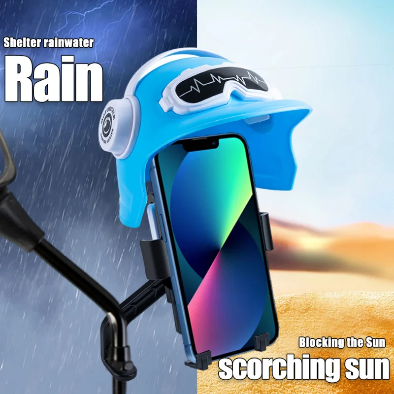 Small Helmet Rider Motorcycle Mobile Phone Holder Electric Bicycle Waterproof Sunshade Navigation Mobile Phone Holder Universal