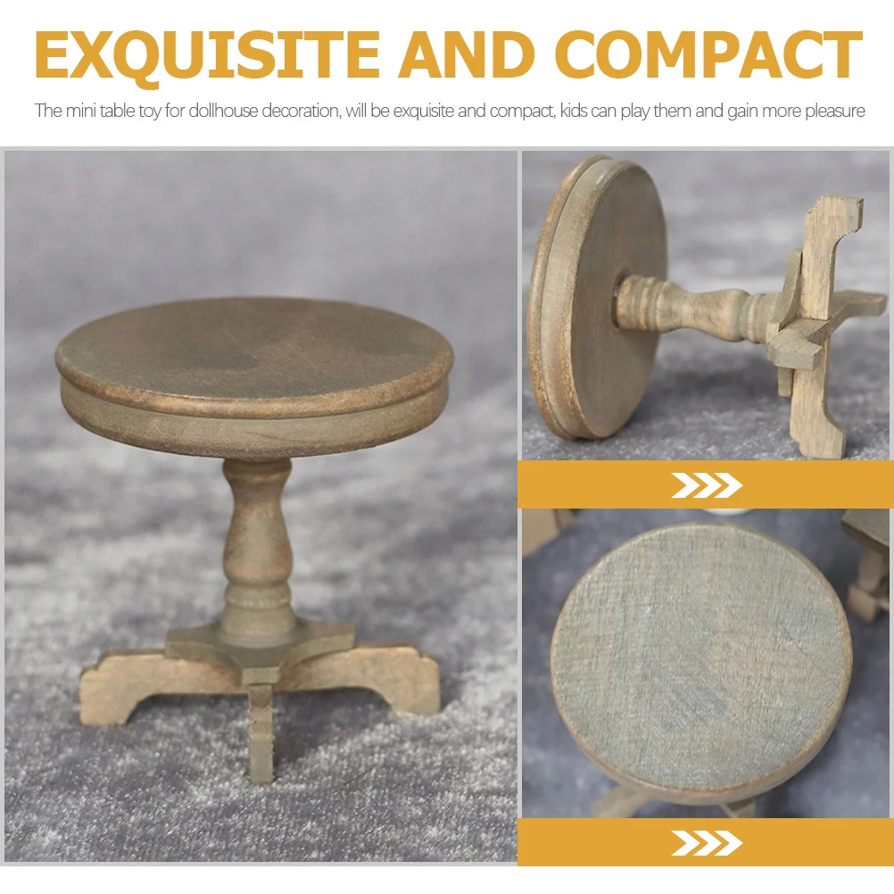 Mini móveis mesa redonda material natural para casa de bonecas decoração de madeira acessórios de móveis bonito realista