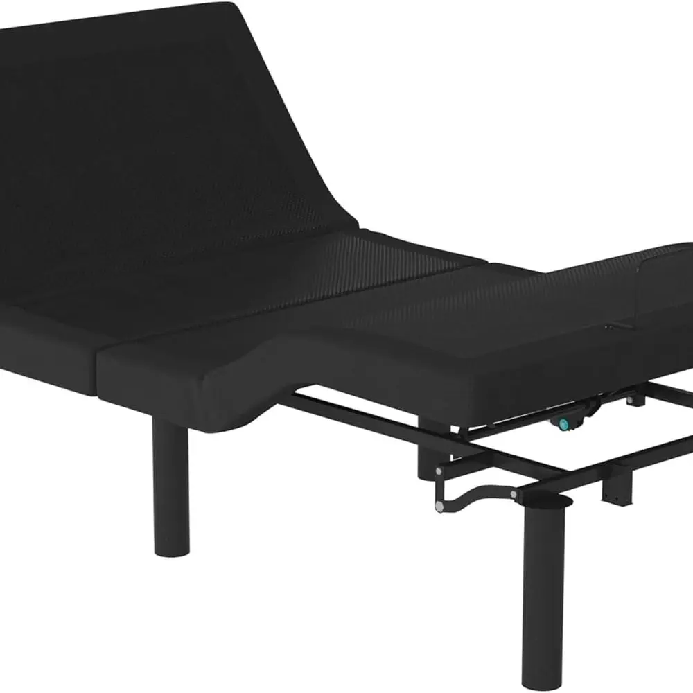 سرير EMMA + OLIVER Twin XL أسود قابل للتعديل مع مسند رأس مستقل ومسند للقدمين - جهاز تحكم لاسلكي