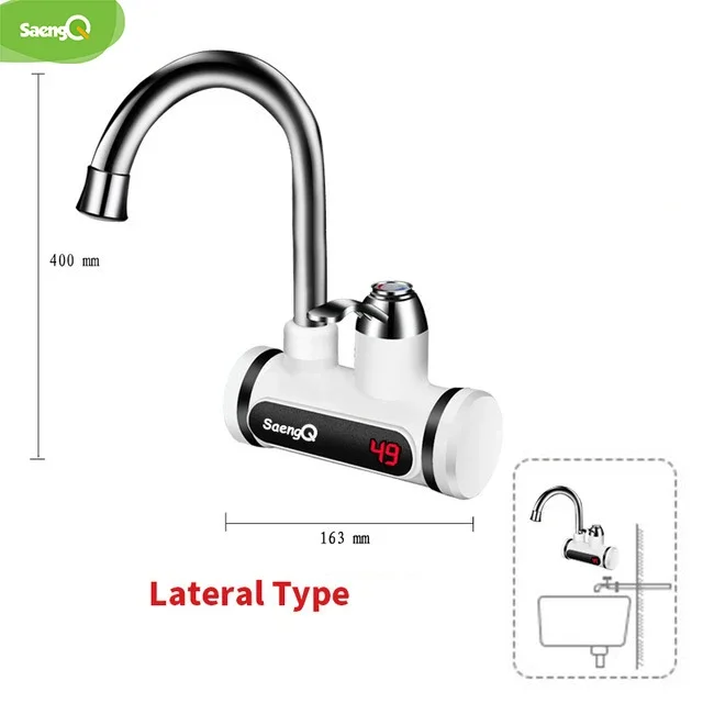 Heater 220V Kitchen Faucet Tankless Instant Heating  Tap Flowing Heated Mixer Digital Display