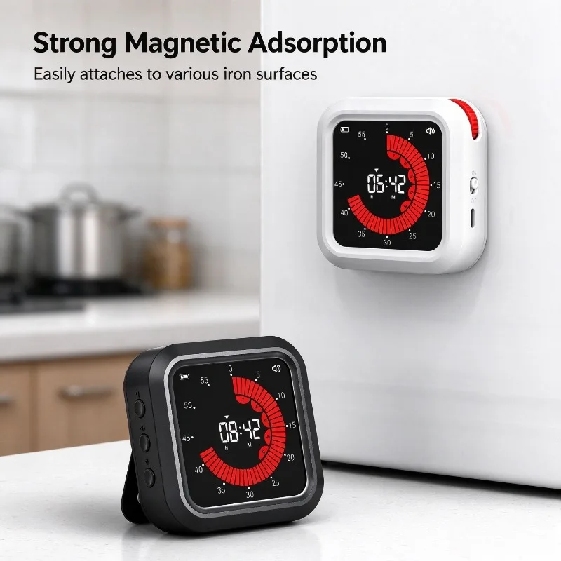 Visual Timer for Kids Students Kitchen Magnetic Countdown Clock Study Focus Aid Homework Cooking Reminder