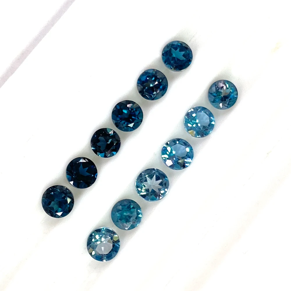 

20pcs Natural Stone Facet Cut Round 4.0mm-5.0mm Semi-precious London Blue Topaz Eye Clean Loose Gemstone For Jewelry Making