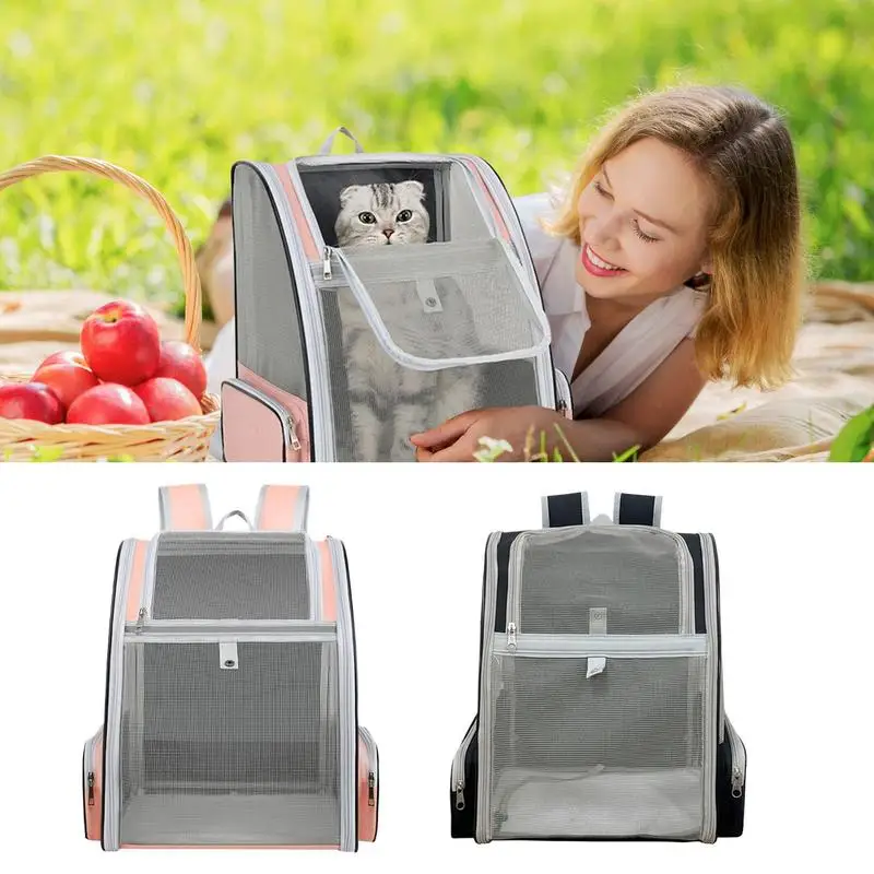 

Large-Capacity Foldable Cat Backpack Breathable Opening-Mesh Double Shoulder Portable Pet Travel Bag for Cats, Small Dogs