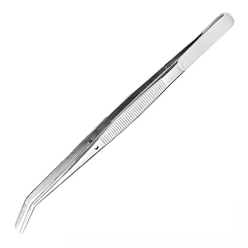 1Pc Stainless Steel Curved College Tweezers Daily-use Silver Sewing Machine Tweezers Repairing Tool Garden Home