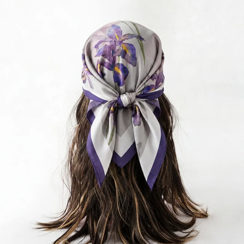 

Women's Silk Scarf Square Turban Print Hijab Handkerchief Headscarf Shawl Bandana Neckerchief Headband Luxury Fashion Wraps