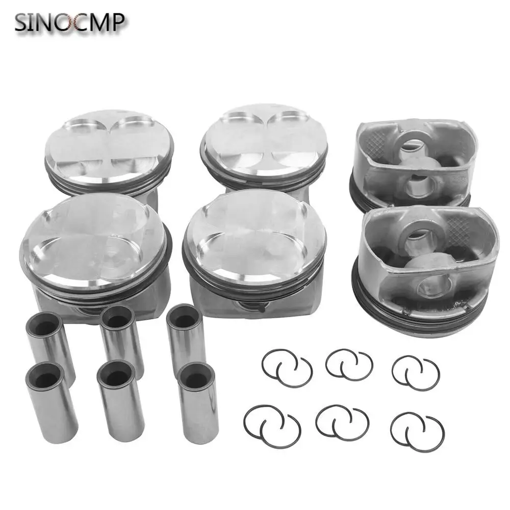 6pcs Pistons Rings Set 10.7:1 11257558528 11257559434 11257547838 For BMW E90 E60 E83 128i 328i 528i X1 N52 3.0L Car Parts