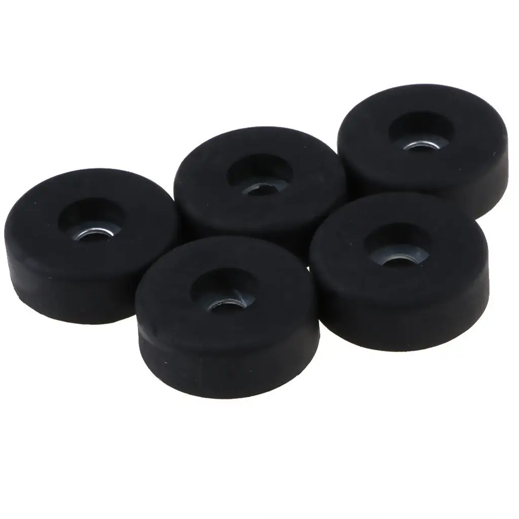 5 Pack 30x10mm Black Rubber Cabinet Isolation Feet Pad / Grill Standoff for