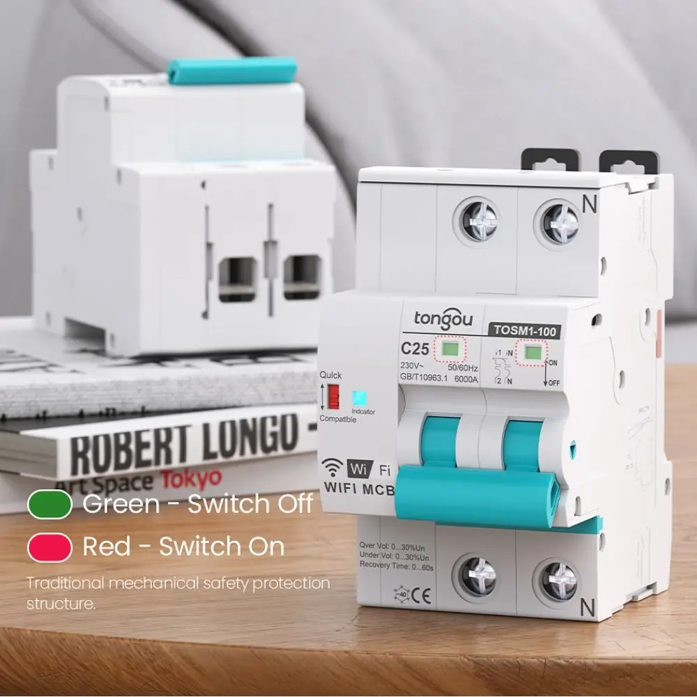 

4P Design WiFi Intelligent Circuit Breaker Over Voltage Protection Under Voltage Protection Wireless Remote Control Switch