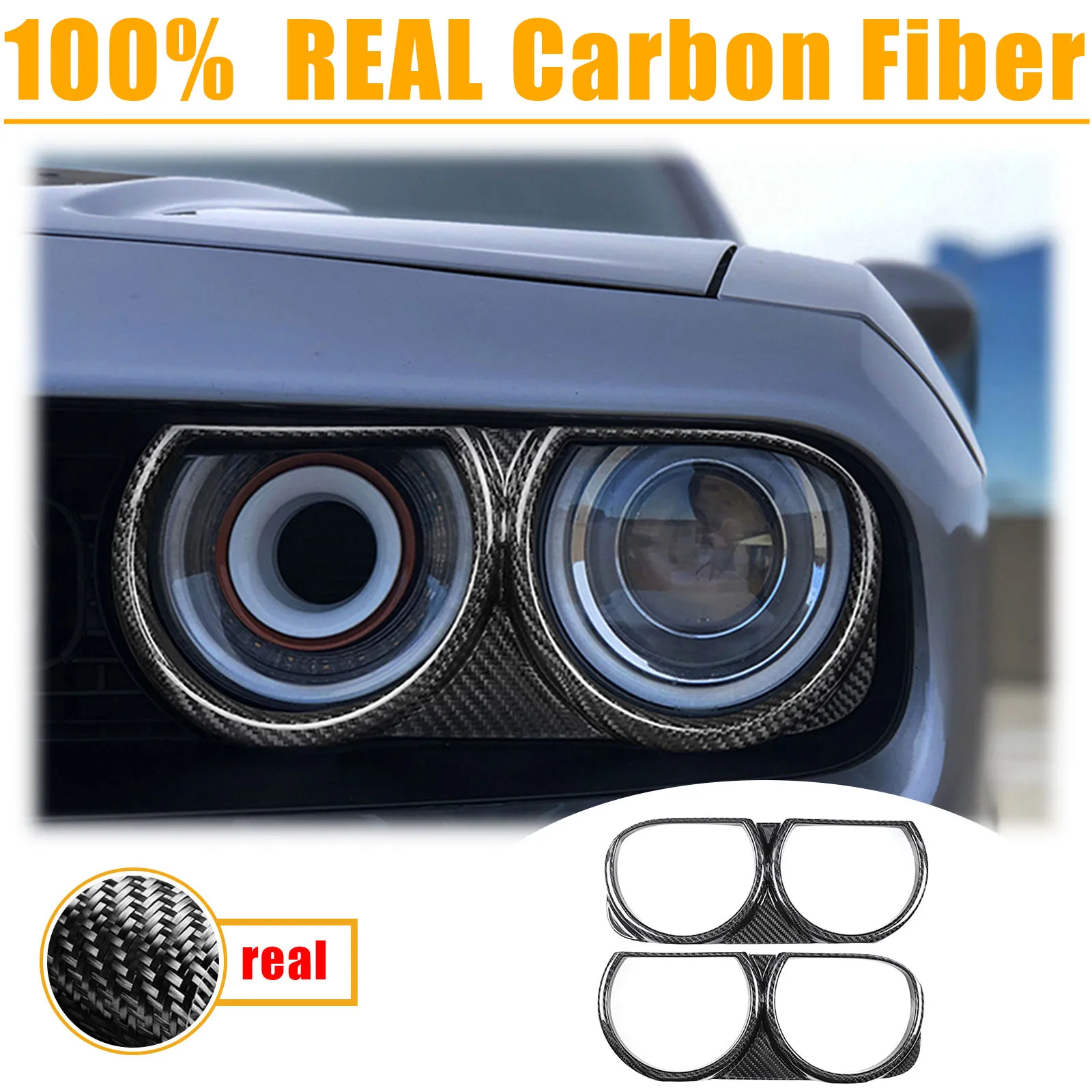 2PCS/1 Set Headlight Bezel Covers Lamp Cover Trim For Dodge Challenger SRT 2015-2023