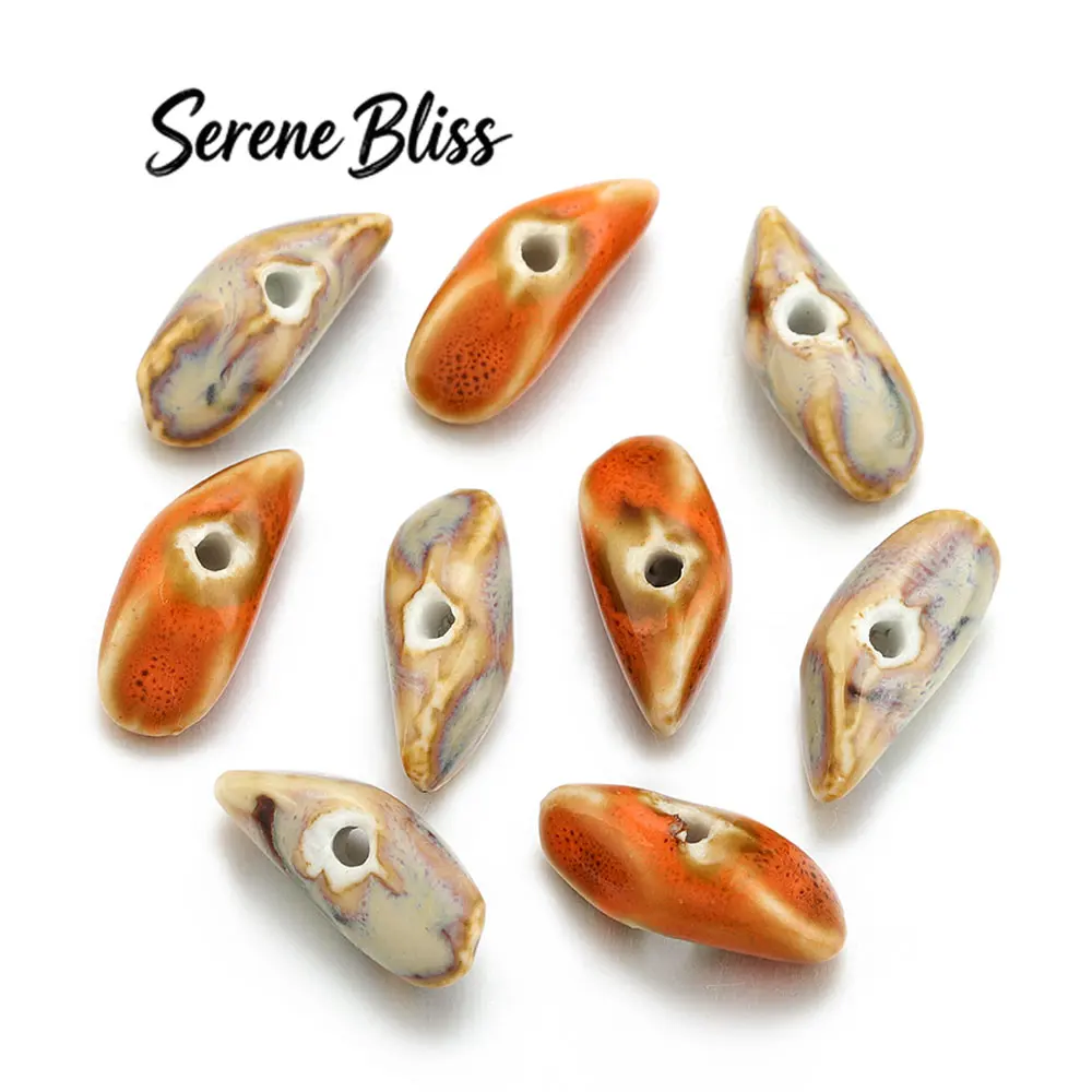 10/20pcs Pottery Ceramic Beads Bohemia Jewelry for DIY Necklaces Bracelets Making Vintage Pendant Crafts Accessories Wholesale