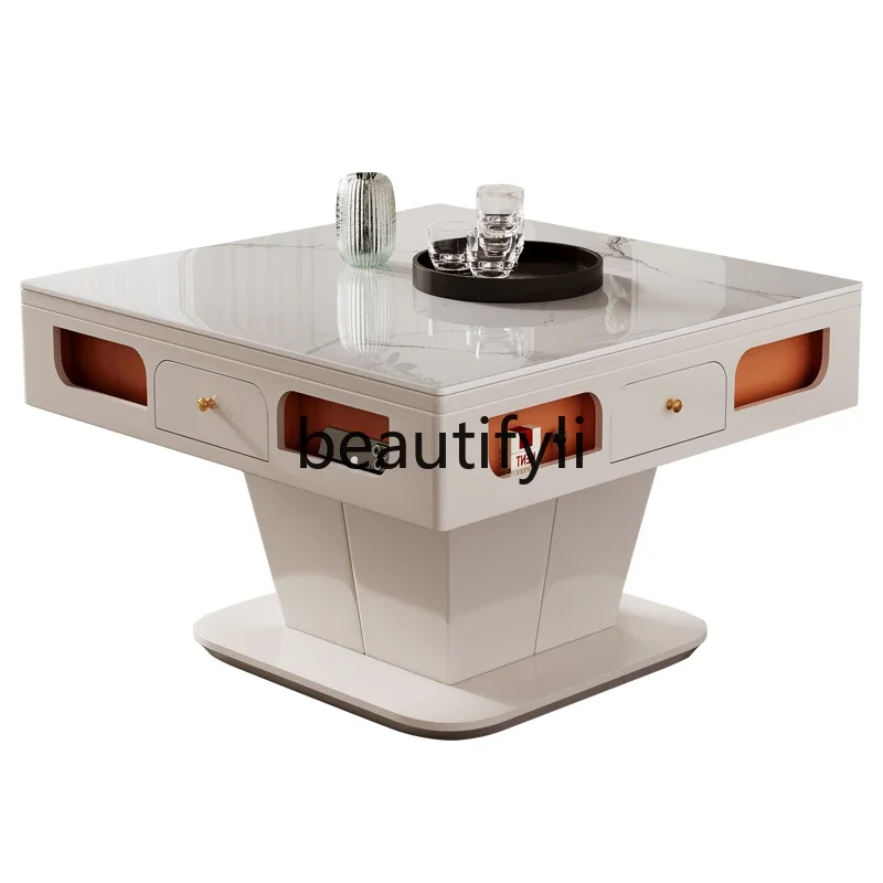 Fully automatic multi-functional lifting mahjong table and dining table dual-purpose all-in-one machine