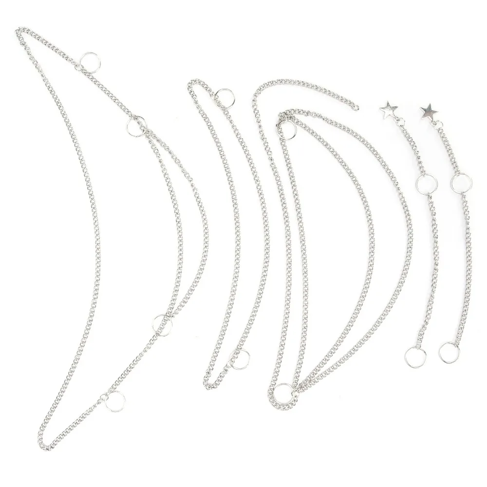 Silver Hair Braid Chain Punk Style Goth Style Dreadlocks Hair Chains Decorative Small Hanging Beads Braid Chain Set For Wedding