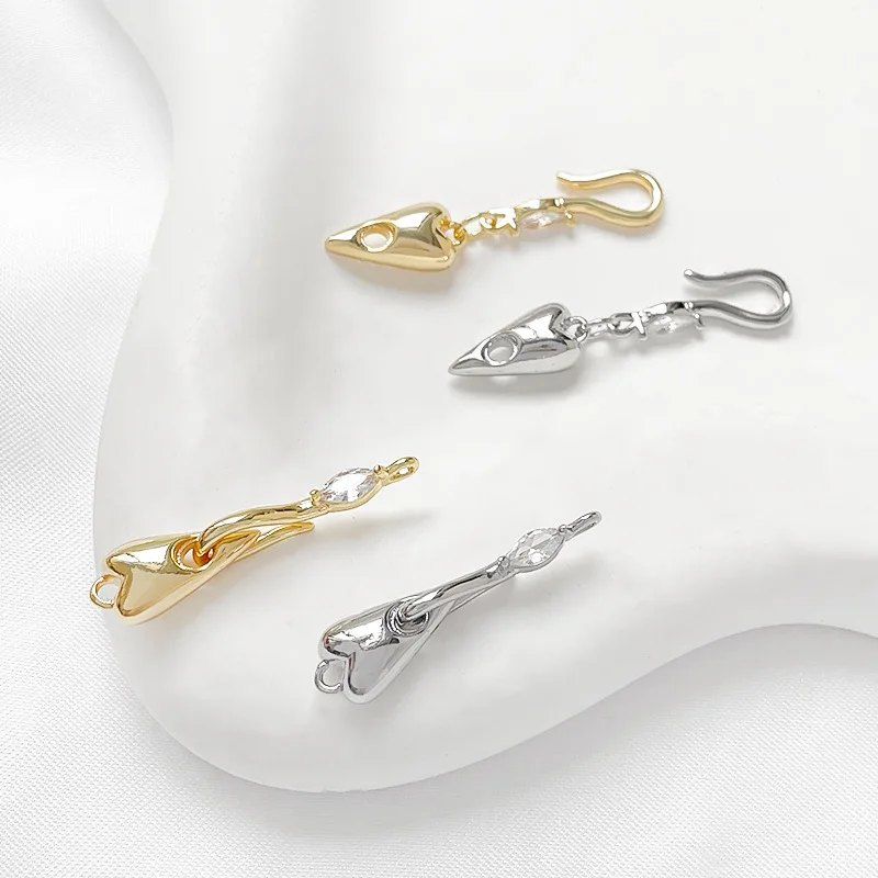 1 Piece of Copper Love Fish Hook Pearl Connection Buckle DIY Bracelet Necklace Accessories Jewelry Making Materials Wholesale