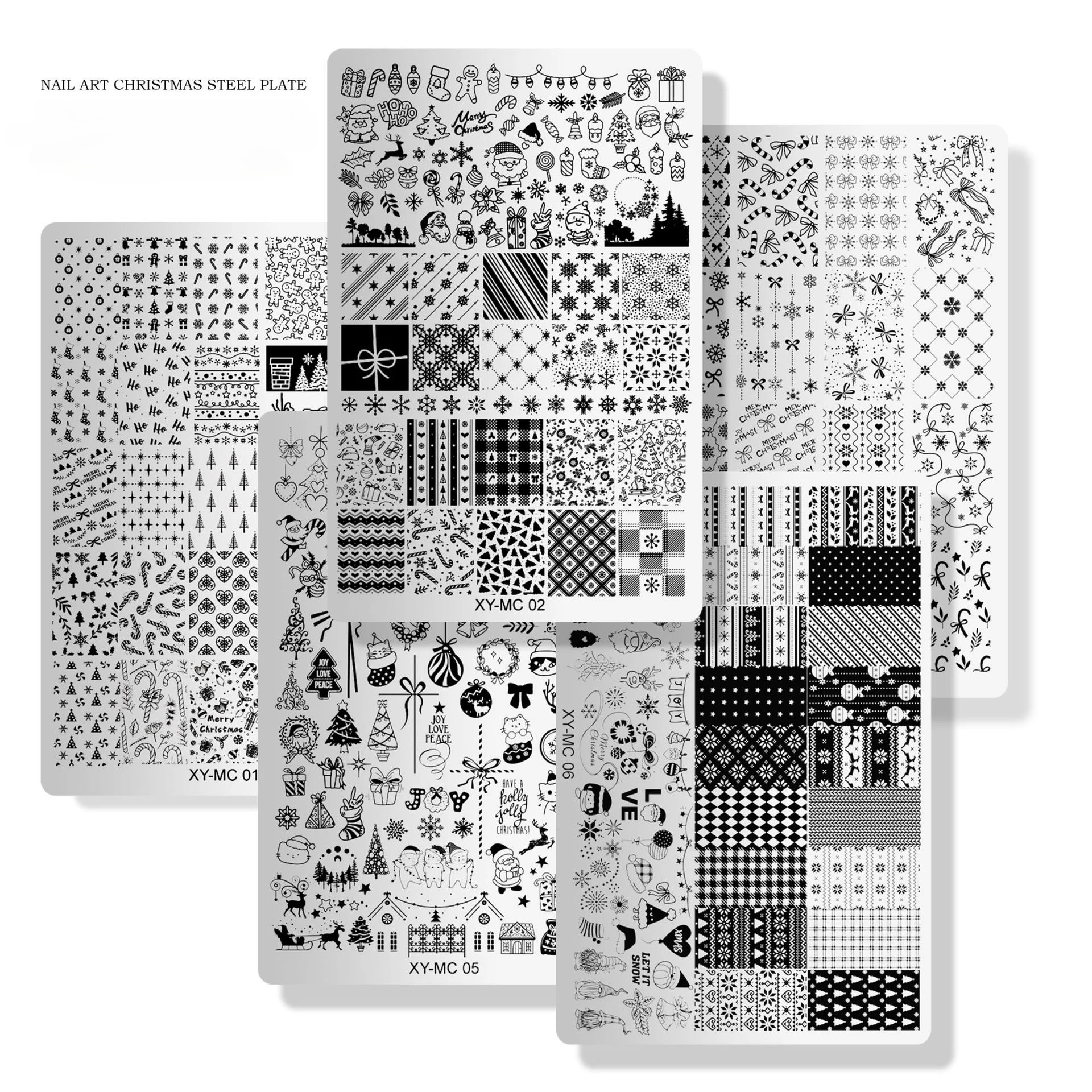 Cute Christmas Nail Stamping Plates Xmas Snowflake Nails Gifts Nail Printing Stencil Templates Winter Nail Polish Manicure Tools