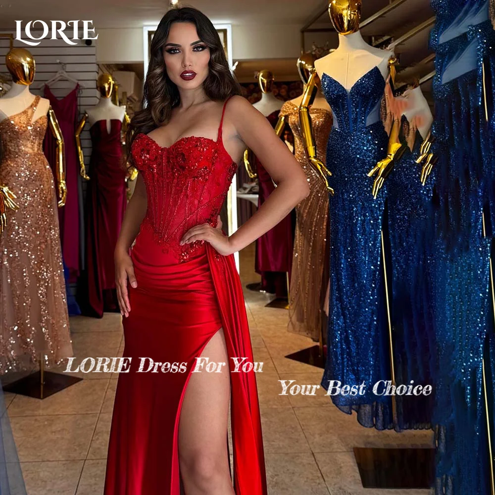 LORIE Red Slit Evening Dresses Spaghetti Straps Sweetheart Prom Dress Backless Women Clebrity Party Gown 2024 Club Party Dresses